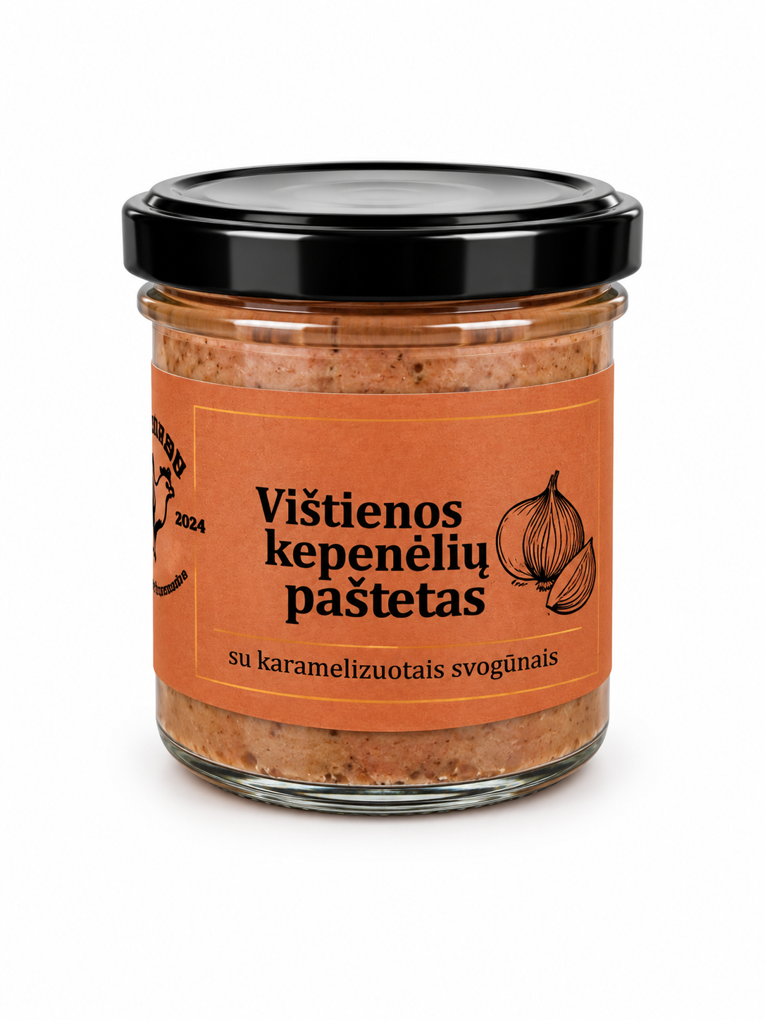 Vištienos kepenėlių paštetas su karamelizuotais svogūnais, 145g