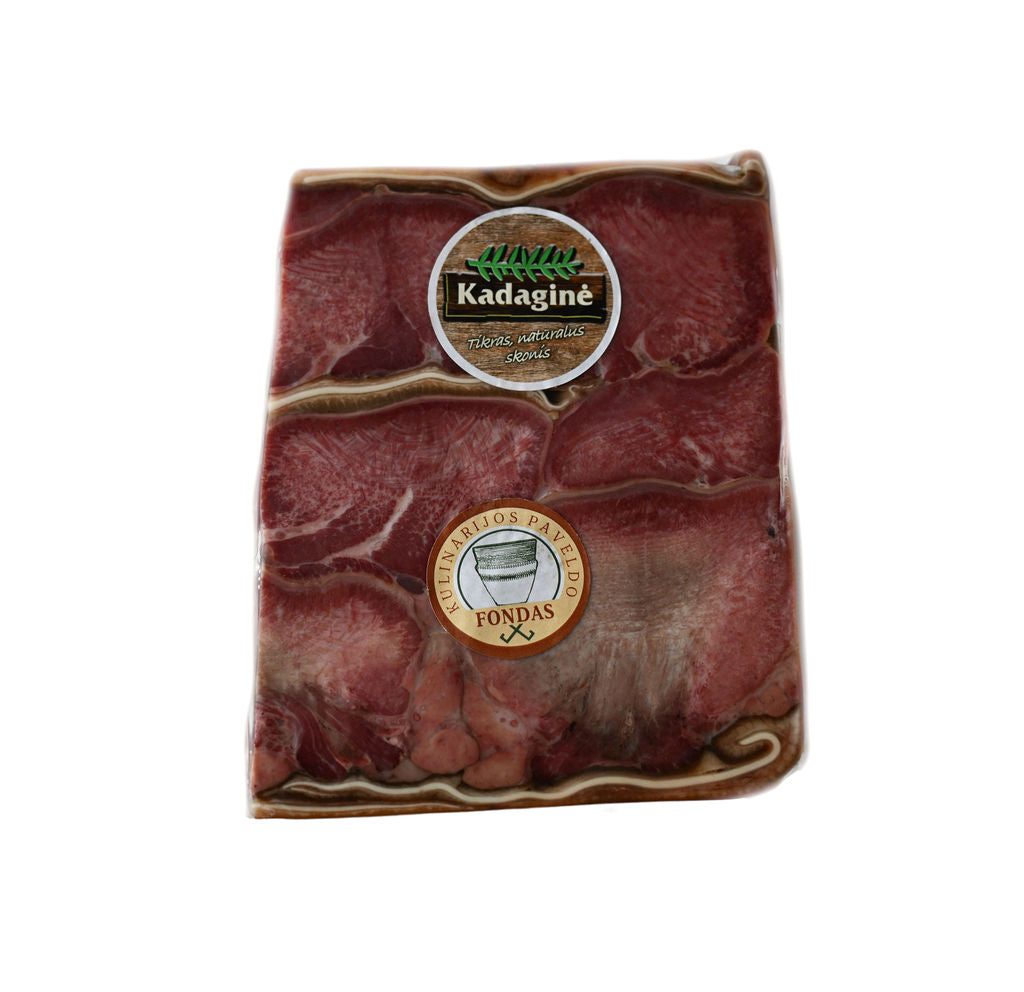 Kiaulių ausų ir liežuvių slėgtainis – virtas rūkytas ~350g, Kadaginė