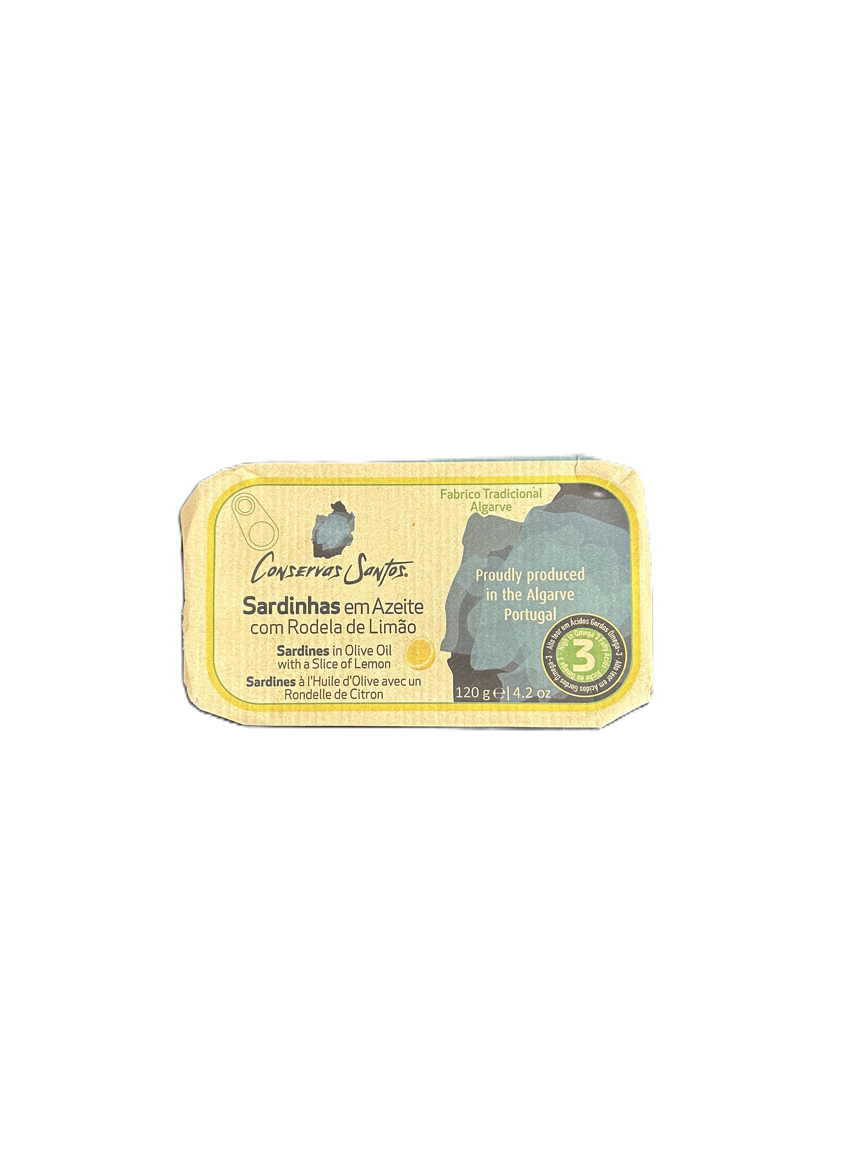 „Conservas Santos“ sardinės alyvuogių aliejuje su citrina, 120g