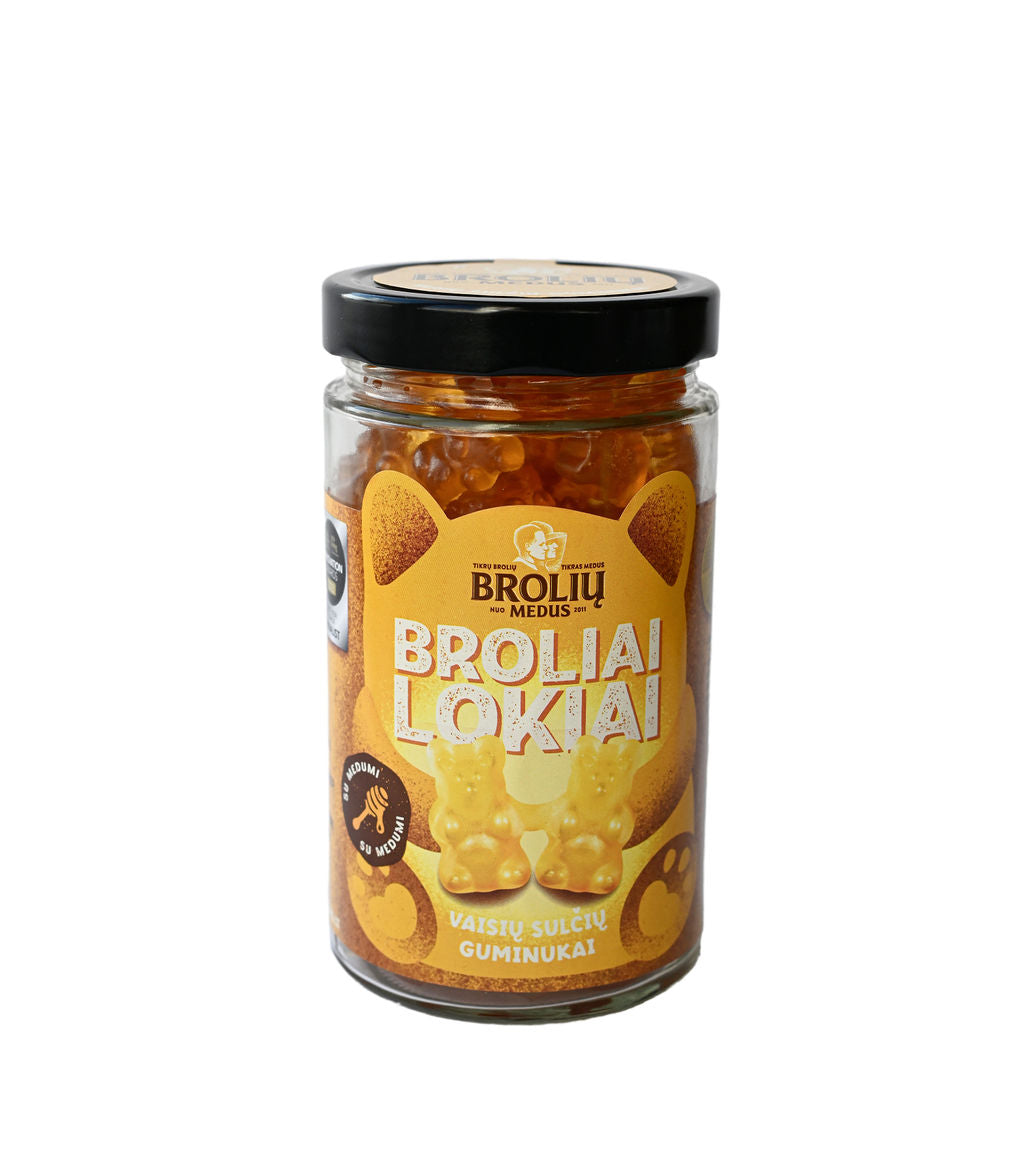 Pasiflorų skonio guminukai „Broliai lokiai“ stiklainėlyje, 500g